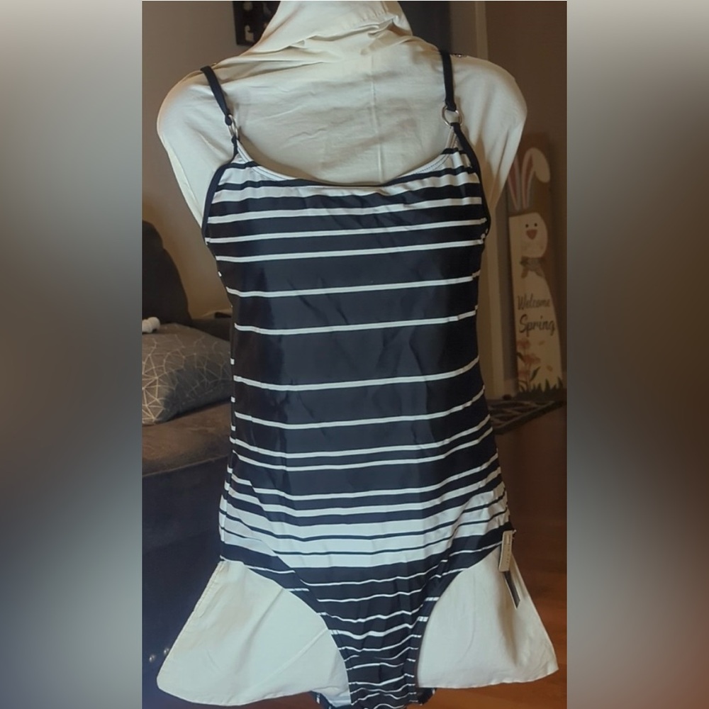 Long Tall Sally LTS Black and White One-Piece Swimsuit Long Torso